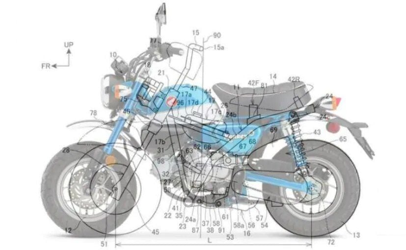 The drawings reveal a smaller monkey bike, especially when superimposed with the current model.