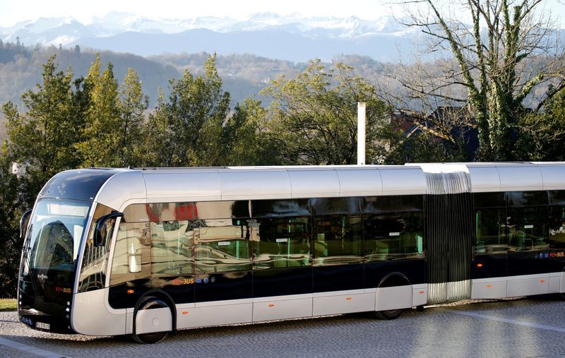 FILE PHOTO: A Febus hydrogen bus is seen before a presentation in Pau, France.