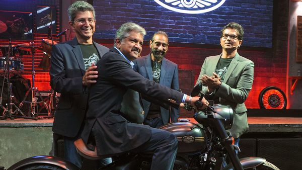 Mahindra Group Chairman Anand Mahindra seen at the launch of Jawa Perak bike in Mumbai, (File photo)