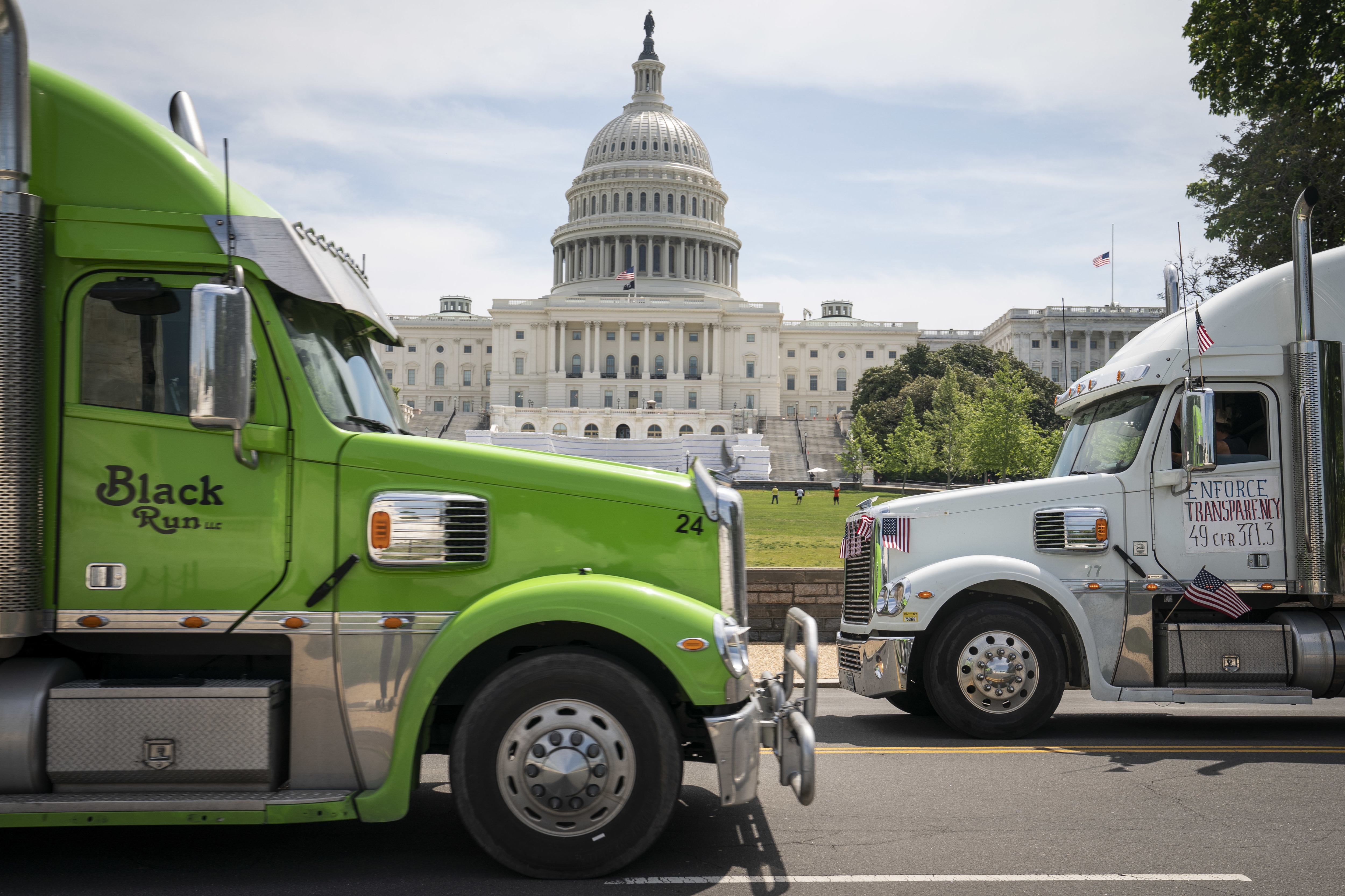 A convoy of semi trucks drive outside the U.S. Capitol in Washington, D.C., U.S. (File photo used for representational purpose)