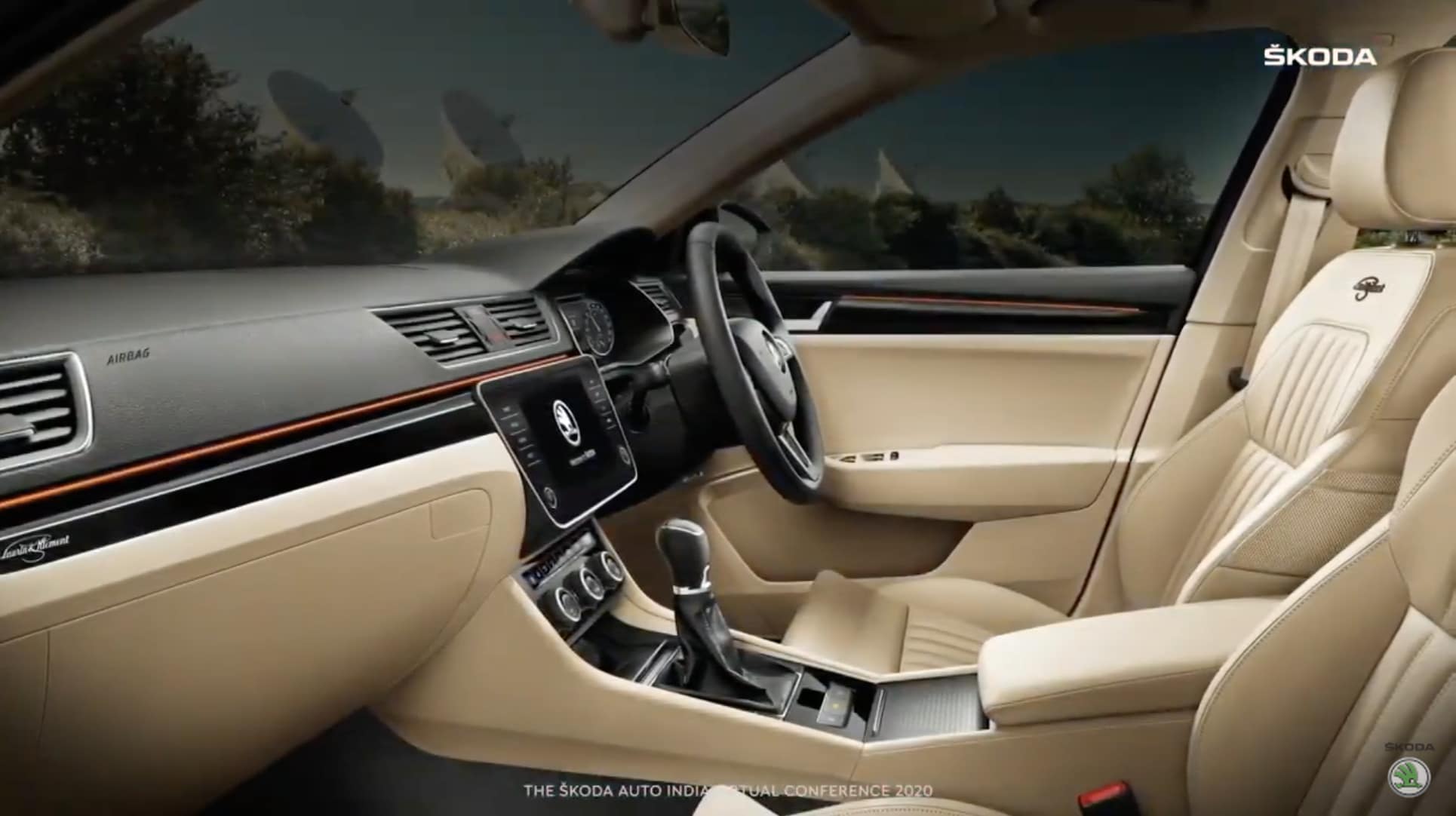 The interior of the new Skoda Superb sedan.