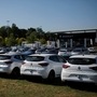Cars are displayed for sale at a Renault dealership in Nantes, France. (REUTERS)