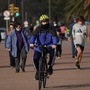 File photo: People go for a walk and ride bikes as the country has managed to get the coronavirus disease under control, in Montevideo, Uruguay. (REUTERS)