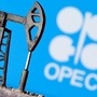 File Photo: A 3D printed oil pump jack is seen in front of displayed Opec logo in this illustration picture, April 14, 2020 (REUTERS)