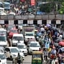 Huge traffic jam is seen on roads after people come out on roads in Kolkata on Friday. (ANI Photo)