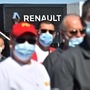 File photo: Workers and union members wear protective face masks during a protest outside the Renault SA auto plant in Maubeuge, France. (Bloomberg)