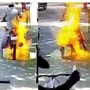 Bike catches fire due to sanitiser spray. 