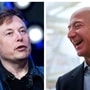 While Elon Musk (L) is one of the richest men in the world, Jeff Bezoz tops the list and by quite a margin.