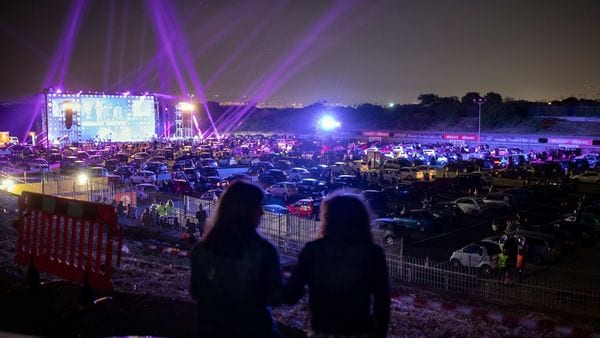 File photo: People attend a drive-in concert of popular Greek singer Natassa Theodoridou, following a nationwide lockdown against the spread of the coronavirus disease, at the suburb of Glyfada, in Athens, Greece. (REUTERS)