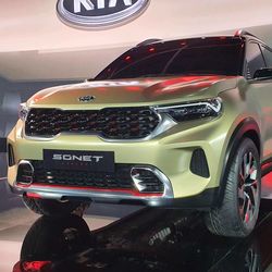 Kia Sonet SUV on display at the 2020 Auto Expo.