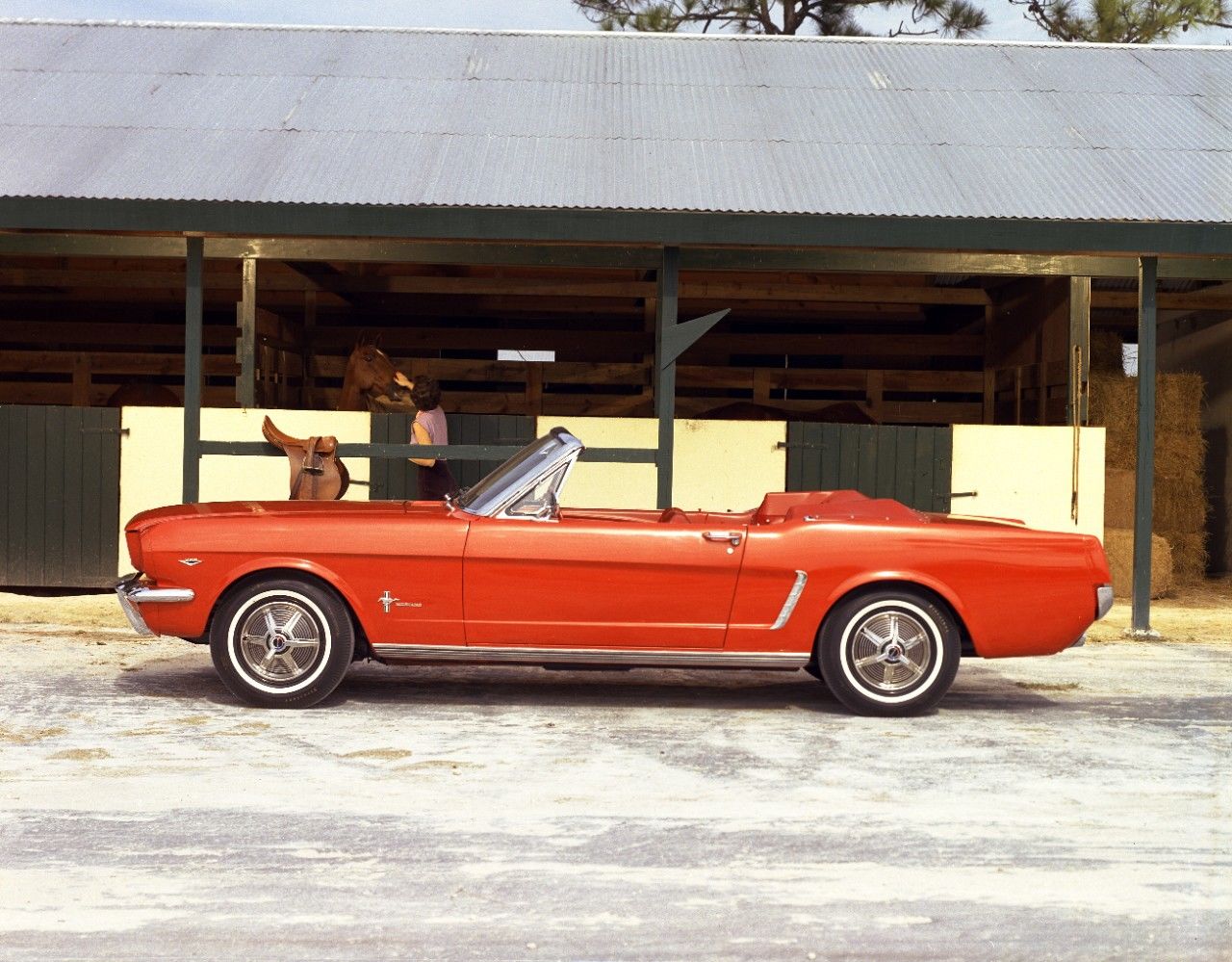 A 1965 Ford Mustang in Poppy Red, which looked more orange. (File photo)
