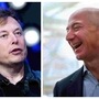 While Elon Musk (L) is one of the richest men in the world, Jeff Bezoz tops the list and by quite a margin.