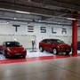 Tesla electric vehicles for test driving are parked in Hanam, South Korea. (REUTERS)