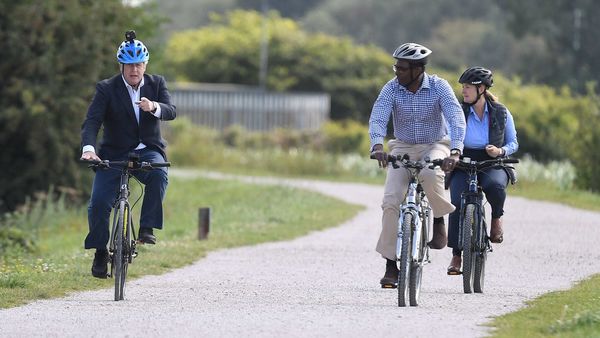 UK Prime Minister Boris Johnson seen riding a Viking Pro bike. (Photo courtesy: Twitter/@BorisJohnson)