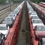New Mercedes-Benz automobiles being transported on railway wagons. (Representational file photo) (Bloomberg)