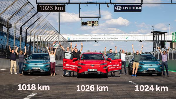 Hyundai Kona EVs set new range record