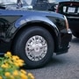 A Goodyear tire is seen on US President Donald Trump's presidential limousine, known as the Beast, parked outside the White House. (REUTERS)