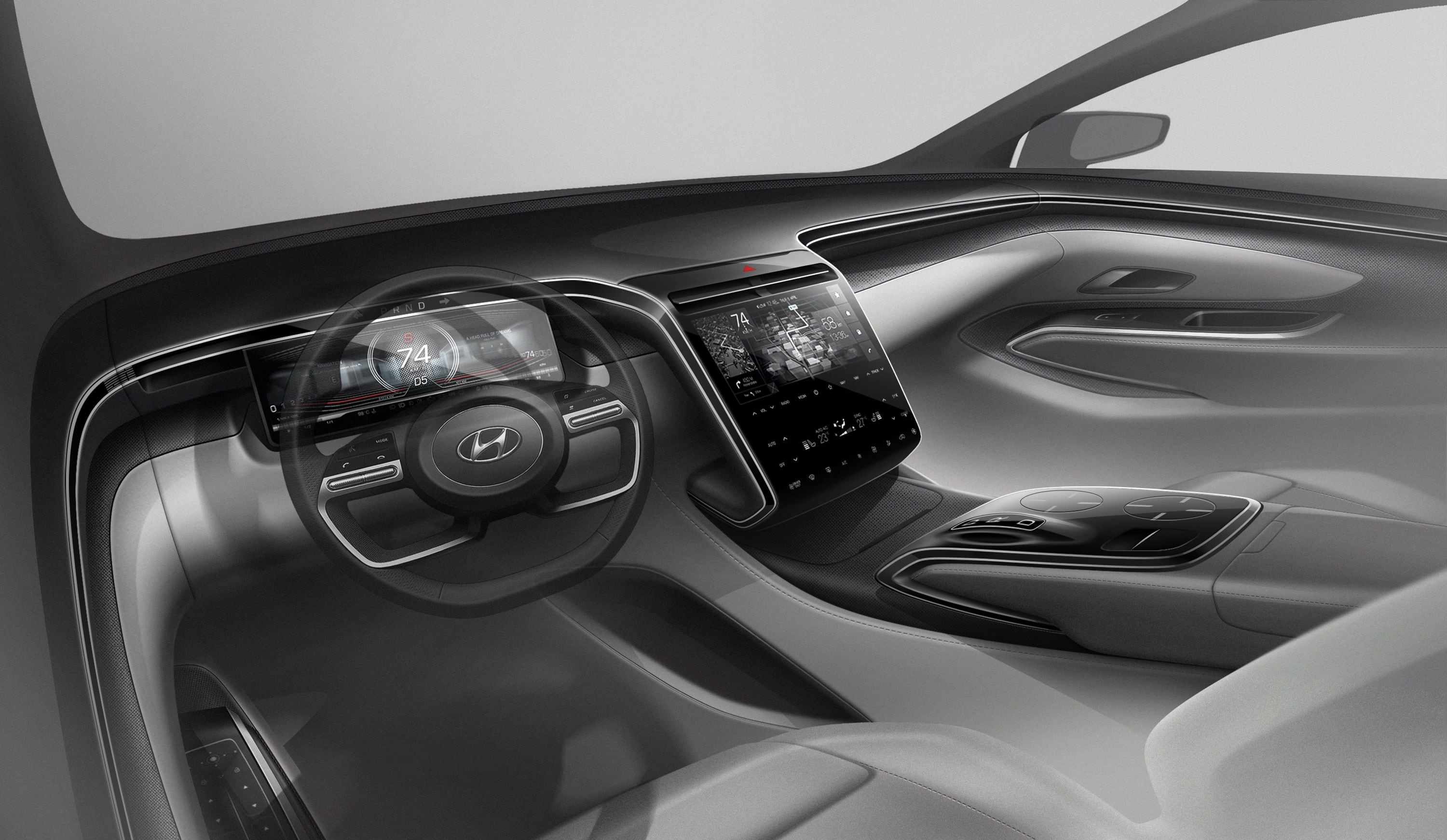 The cabin of Tucson 2021 seeks to up the tech and comfort quotient in the SUV.