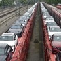 File photo of new Mercedes-Benz cars being transported on railway wagons in Germany. (Bloomberg)