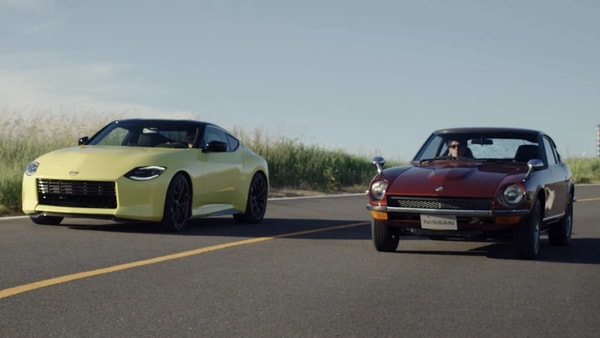 The new Nissan Z Proto seen with a 1977 Nissan Fairlady Z model.