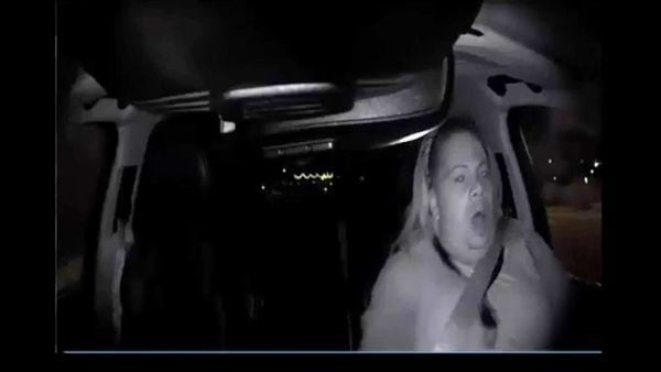 This March 18, 2018 file photo from video from a mounted camera provided by the Tempe Police Department shows an interior view moments before an Uber SUV hit a woman in Tempe, Arizona. (AP)