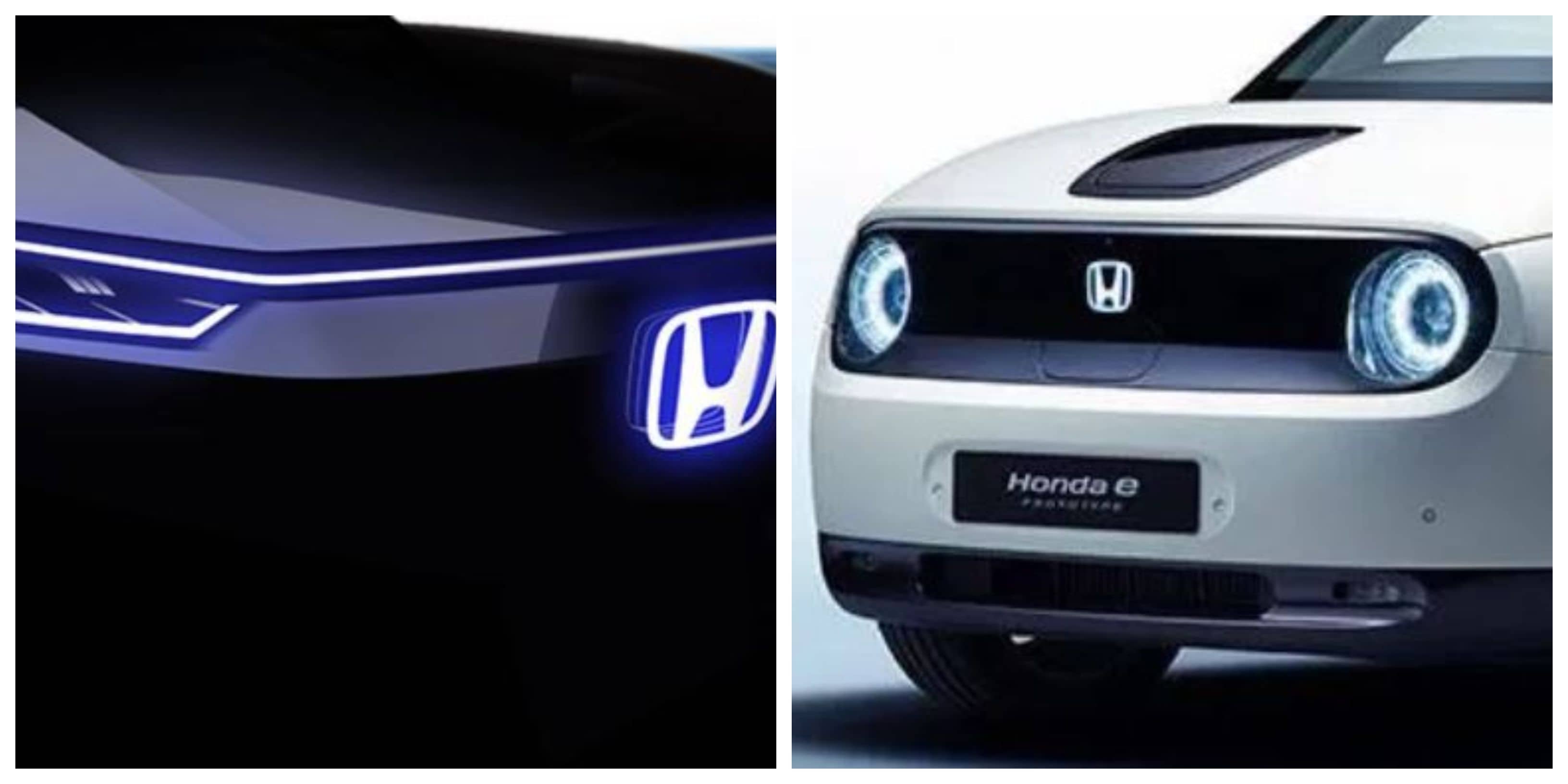 While Honda e (right) has a retro visual appeal which is more rounded, the teaser image of Honda's new EV showcases an emphasis on an angular, athletic design language.