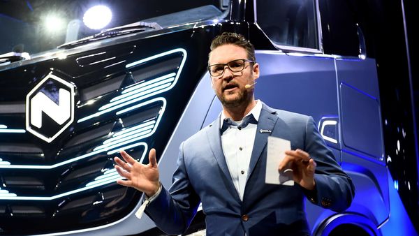 File photo - CEO and founder of Nikola, Trevor Milton speaks during presentation of its new full-electric and hydrogen fuel-cell battery truck. (REUTERS)