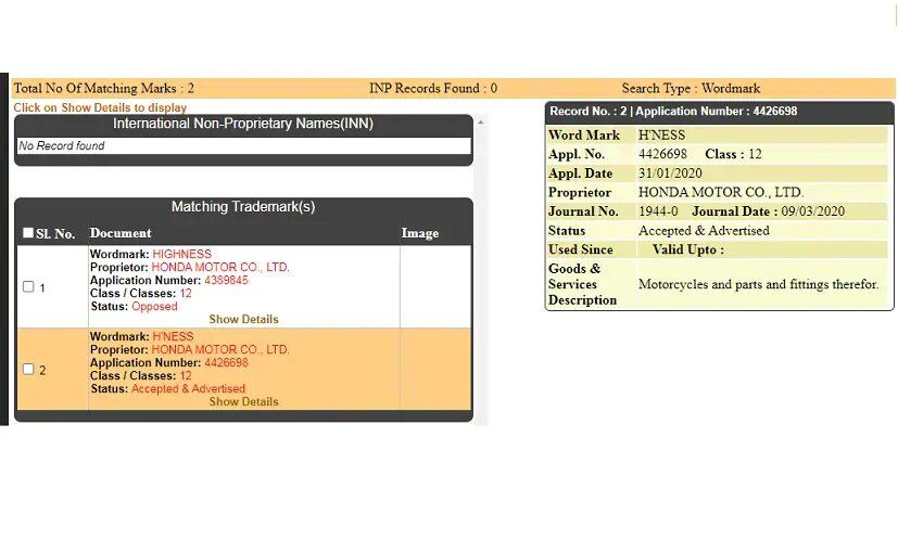 Honda trademarks H'Ness name for upcoming cruiser. Honda trademarks H'Ness name for upcoming cruiser.