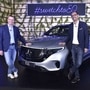 Martin Schwenk (left), MD and CEO at Mercedes-Benz India with Santosh Iyer, VP, Sales and Marketing with the newly-launched EQC.