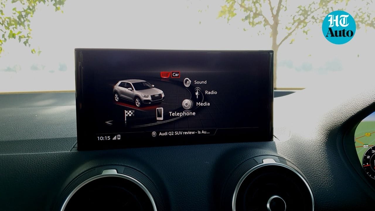 The main infotainment unit inside the Q2 lacks touch functionality and is a tad too small at a little over eight-inches. (HT Auto/Sabyasachi Dasgupta)