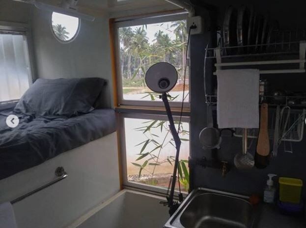 Interior of the three-wheeled mobile house. (Photo courtesy: Instagram handle - the.billboards.collective)