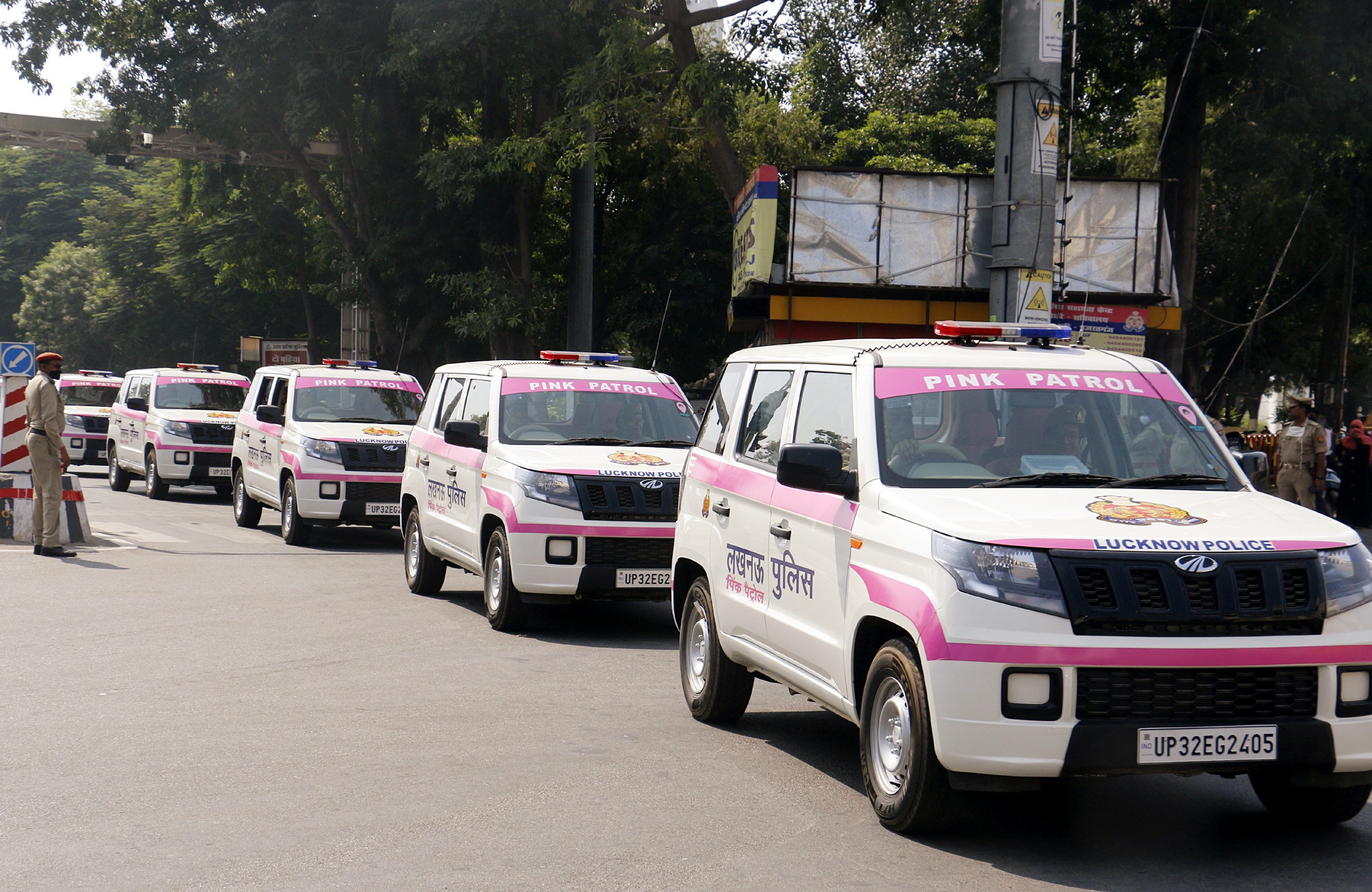 10 Mahindra SUVs have been pressed into service as part of the Pink Patrol fleet in Lucknow. (ANI Photo)