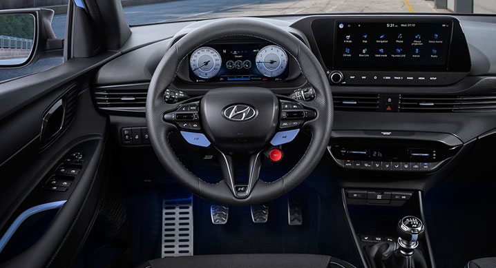 Hyundai i30 N gets an all-black interior with several N elements.