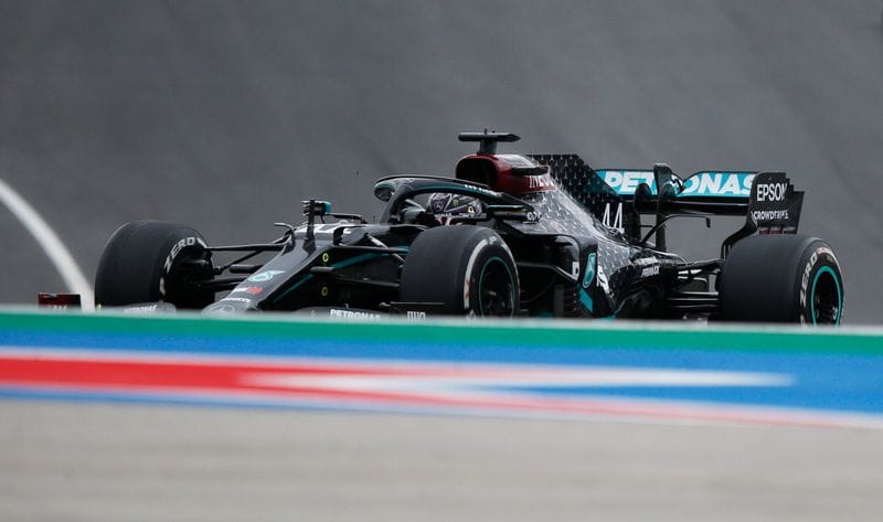 Lewis Hamilton in action during the race.