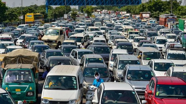 In Delhi, over 32 lakh vehicles registered before 2019 have to get the HSRP and third colour-coded sticker plates installed. (File photo) (PTI)