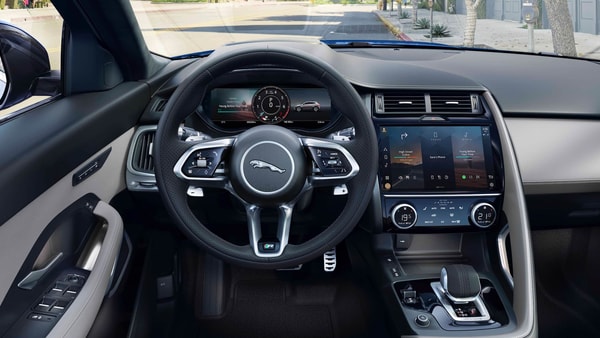 The interior of the new Jaguar E-Pace is dominated by a larger 11.4-inch infotainment system.