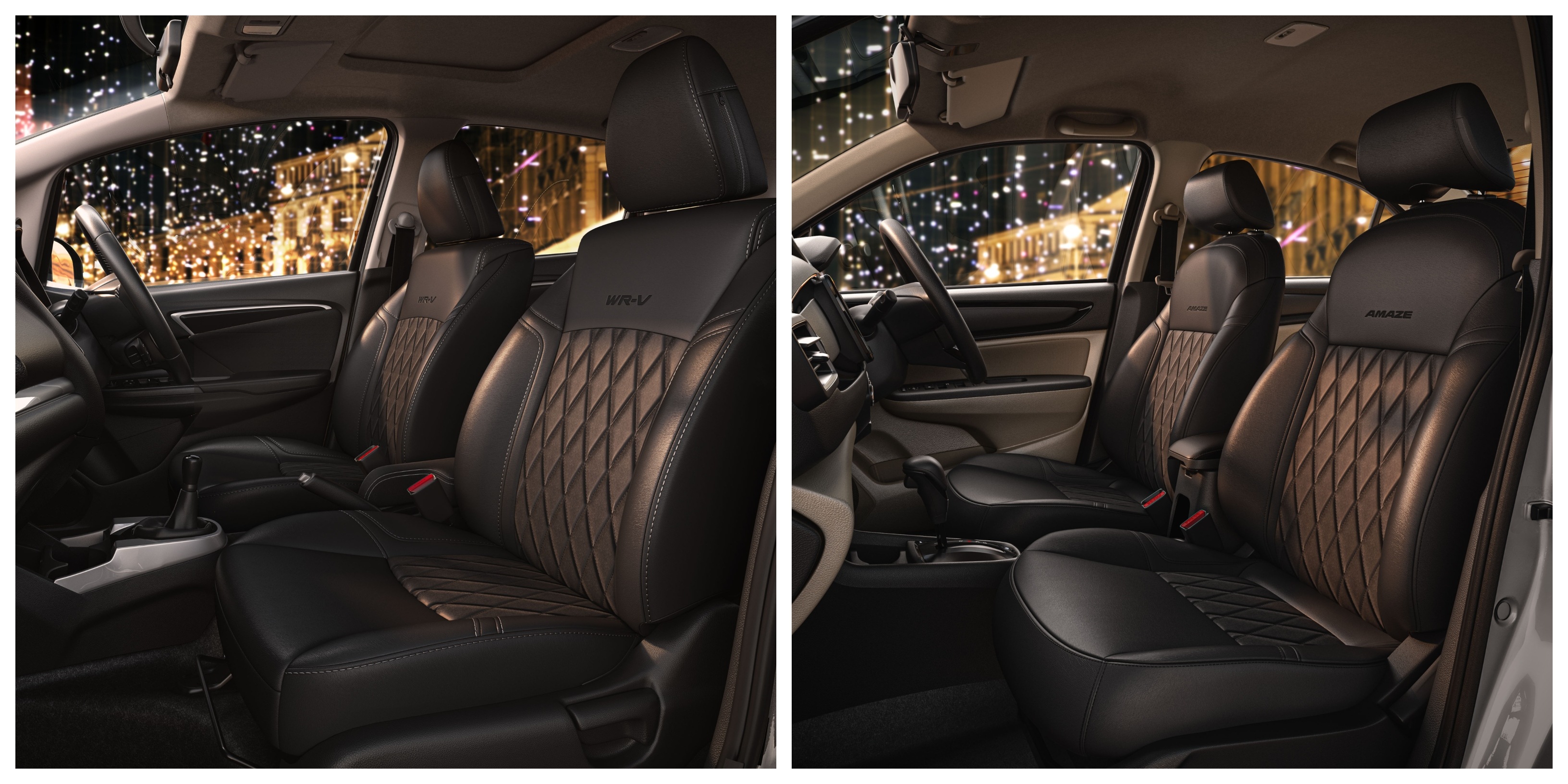 The special materials on the upholstery of the exclusive edition WR-V (left) and Amaze. The special materials on the upholstery of the exclusive edition WR-V (left) and Amaze.