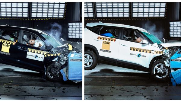 Grand i10 NIOS and Seltos during their respective crash tests. (Courtesy: Global NCAP)