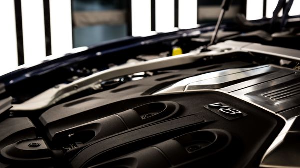 V8 engine under the hood of the new Bentley Flying Spur V8 engine under the hood of the new Bentley Flying Spur