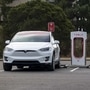 A Tesla electric vehicle at a charging station in California. (File photo) (Bloomberg)