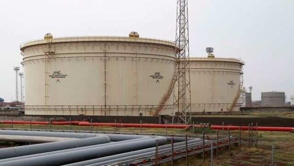 File photo: Storage tanks of an oil refinery of Essar Oil are pictured in Vadinar in Gujarat, India. (REUTERS)