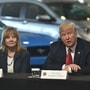 Outgoing US President Donald Trump is seen with General Motors CEO Mary Barra. (File Photo) (AFP)