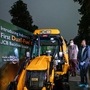 Union Minister Nitin Gadkari at the launch event of JCB 3DX DFi.