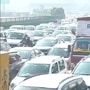 Heavy traffic at Delhi-Gurugram border. (Pic courtesy: ANI)