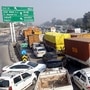 Traffic jams were reported from several border areas which connect Haryana to Delhi, on Monday.