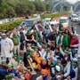File photo: Farmers stage a protest at Delhi-Noida border against new farm laws (PTI)