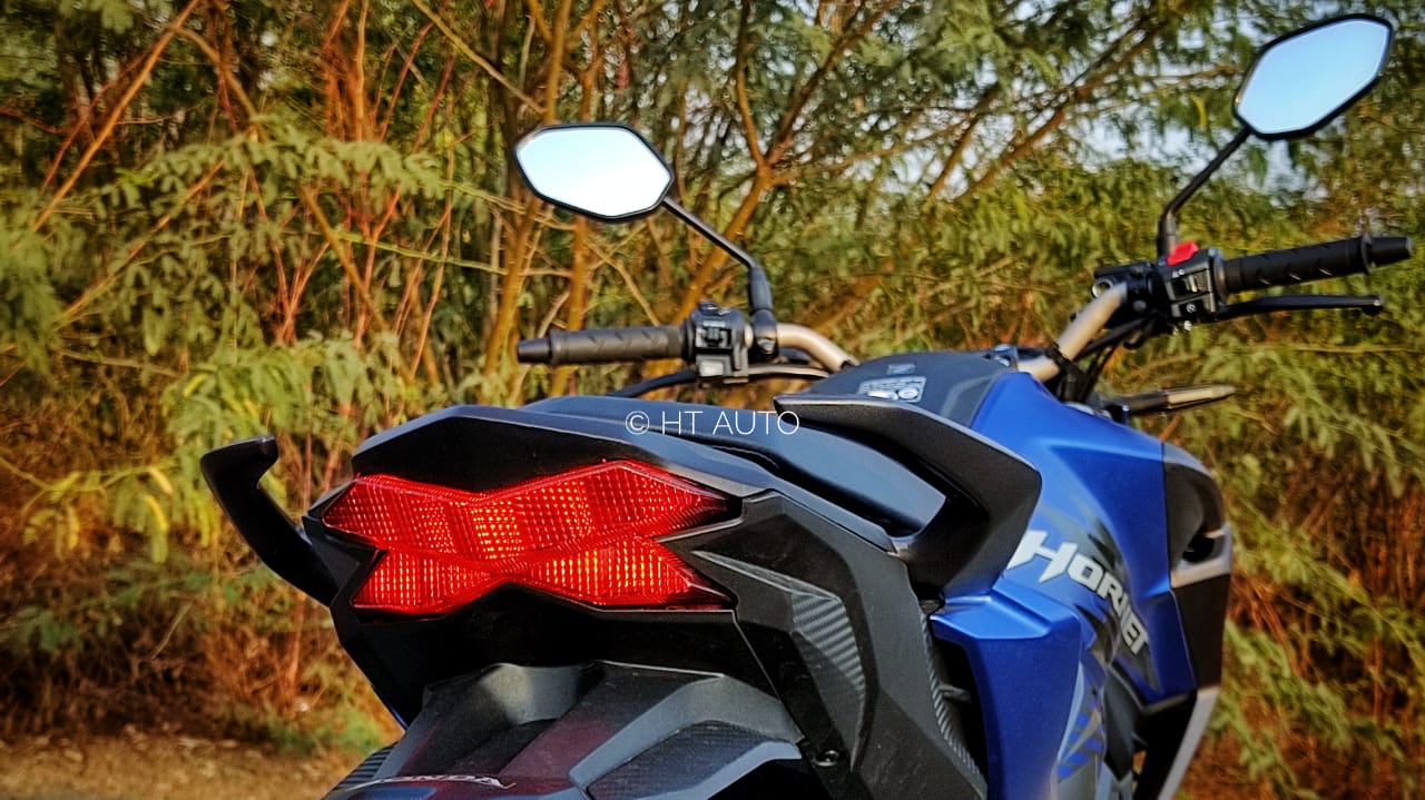 The X-shaped tail light design appears to be the same as seen on the Hornet BS 4. (HT Auto/Prashant Singh)