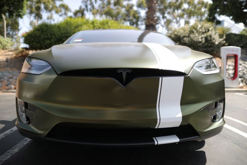 File photo of a Tesla EV in Los Angeles, California.