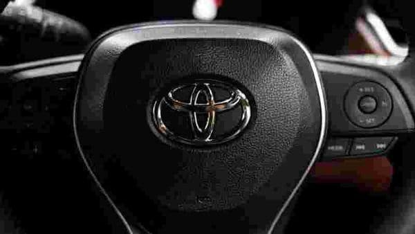 The Toyota emblem is seen on the tyre rim of a vehicle. (File photo) (REUTERS)
