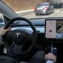 The interior of a Tesla Model 3 electric vehicle is shown in this picture. (File photo) (REUTERS)